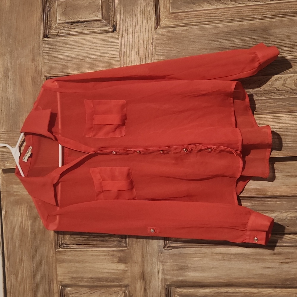 Chocolate USA sheer button up blouse